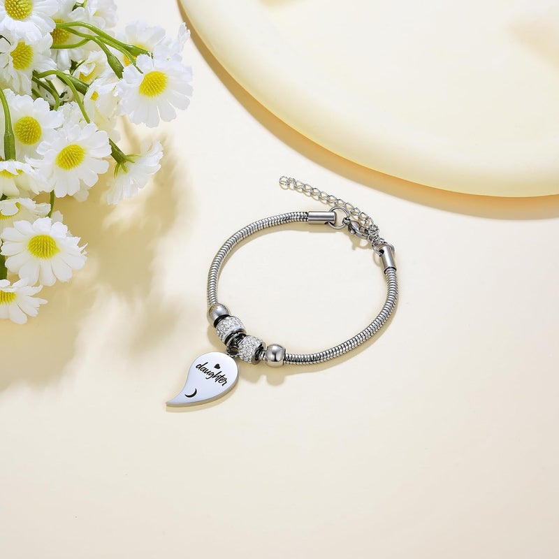 Yonhon Father Daughter Necklace for 2, Father Daughter Matching Bracelet Set for 2 - Image 3